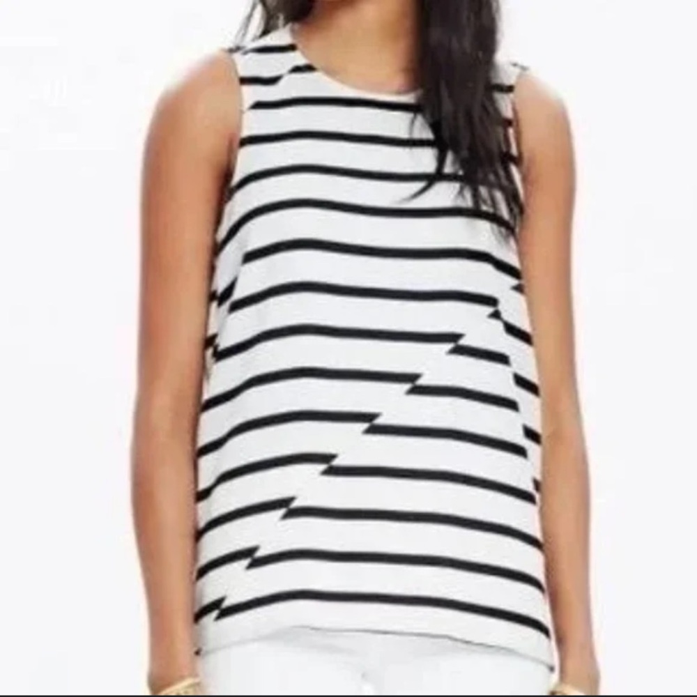 Madewell Asymmetrical Stripe Zip Back Tank XS